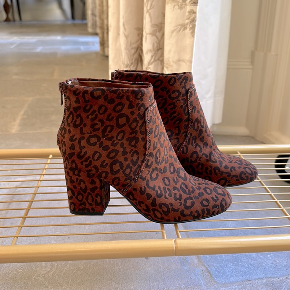 LOFT Animal Print Block Heel Boots, 5.5